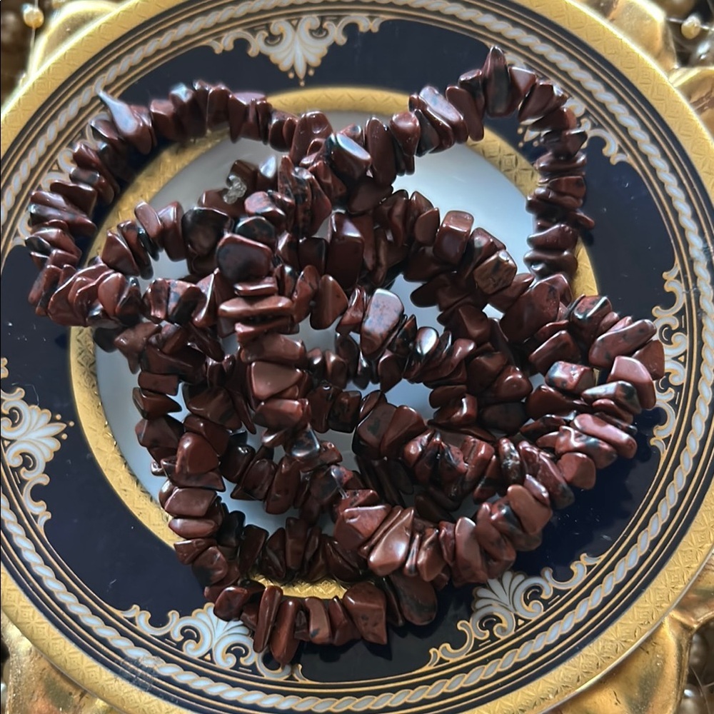 Brown Mahogany Chip Obsidian Bead Necklace